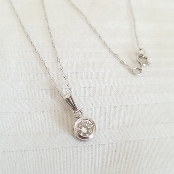 Jewelry - Mexico 14K White Gold CZ Necklace